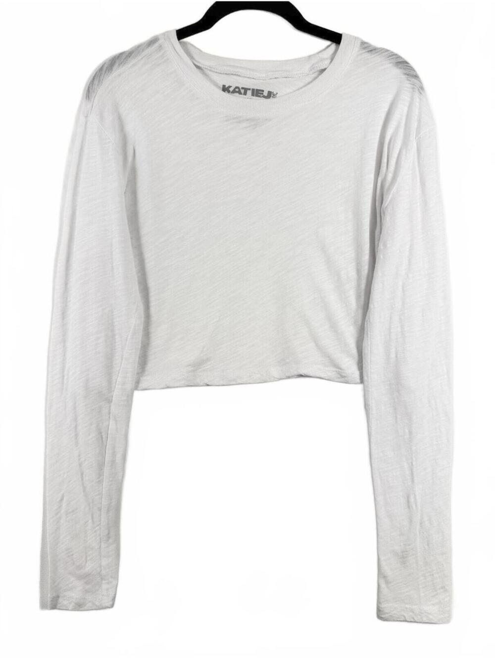 Katie J NYC White Sheer Long Sleeve Crop Top Junior Tween Size XS (14)